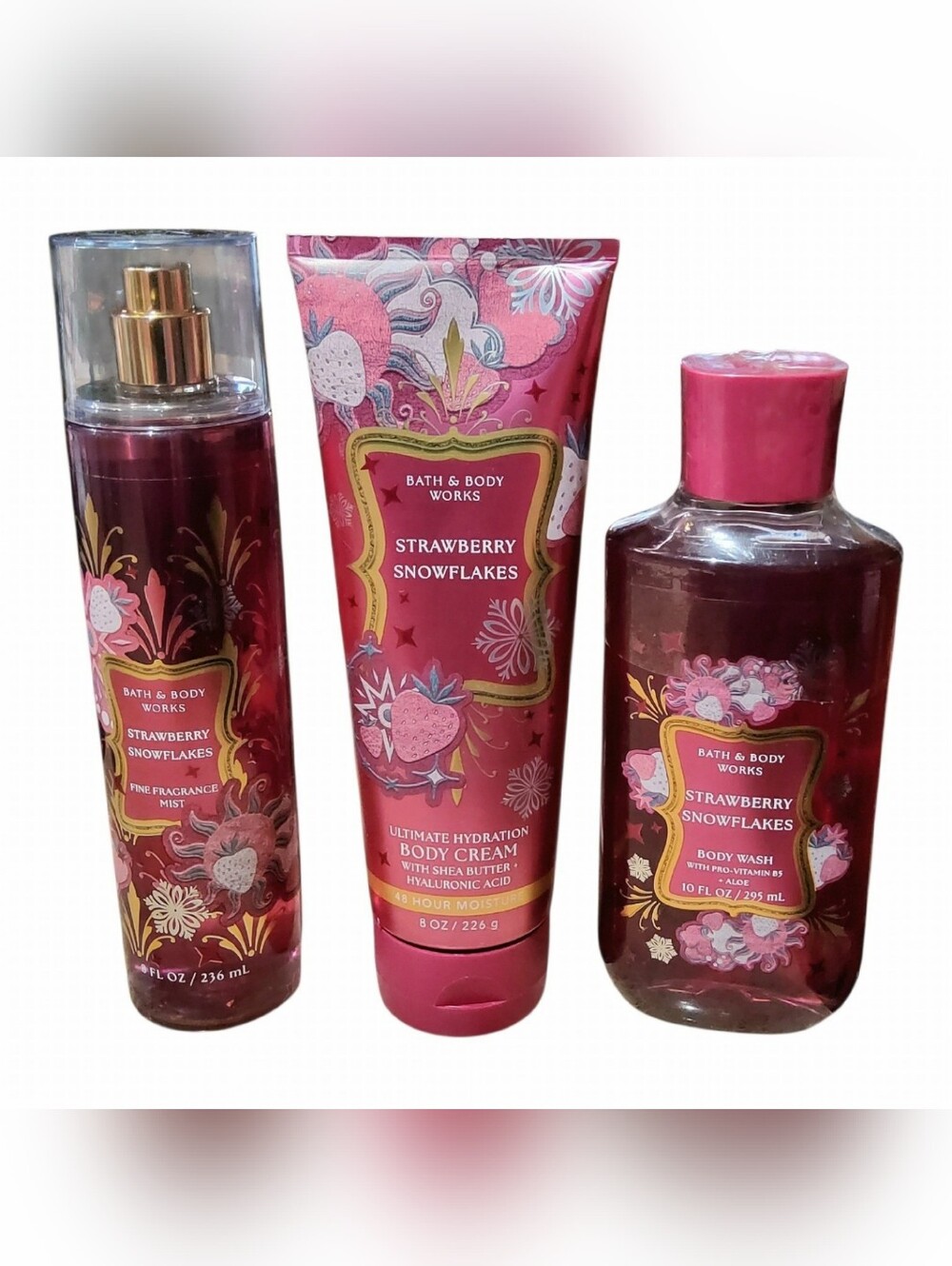 NEW PINKBERRY CLOUDS 3-PIECE BATH & BODY SET BY BATH AND BODY WORKS